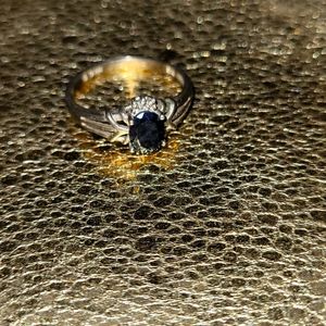 Vintage Black onyx ring silver setting